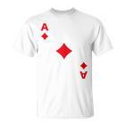 Women's Playing Card Chequered Ace Card Costume Fancy Dress Ass Groups T-Shirt