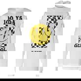 Retro 100 Days Of School Smile Face 100Th Day Of School Long Sleeve T-Shirt