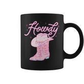 Cute Howdy Pink Cowgirl Boot Hat Western Rodeo Girl Coffee Mug