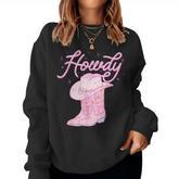 Cute Howdy Pink Cowgirl Boot Hat Western Rodeo Girl Women Sweatshirt