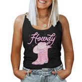 Cute Howdy Pink Cowgirl Boot Hat Western Rodeo Girl Women Tank Top