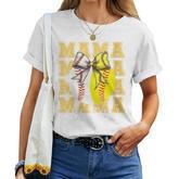 Mom Of Both Baseball Softball Coquette Baseball Women T-shirt