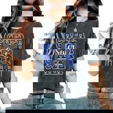 Cheer Sister Bow Sport Cheerleader Cheerleading Blue Women's Oversized Comfort T-Shirt