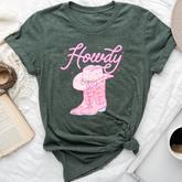 Cute Howdy Pink Cowgirl Boot Hat Western Rodeo Girl Bella Canvas T-shirt