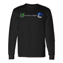 I'm Not A Robot Computer Nerd Geek Ai Long Sleeve T-Shirt - Monsterry