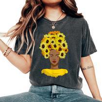 T-shirt Femme Afro Gyal Eveil - Col En V, Coupe Classique, Manches Courtes, Léger Et Confortable