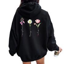 Bouquet Of Tulips On Tulip Flowers Women Oversized Hoodie Back
