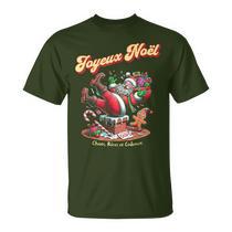 T-shirt Homme Coton Gildan Drôle De Noël - "Mauvais Père Noël", Coupe Ample, Manches Courtes, Couleur Non Précisée, Neuf Sans étiquette