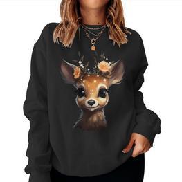 Deer Deer Women's Costume Dirndl Costume With-Neck Sweatshirt Frauen - Seseable
