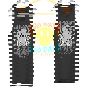 100th Day Of School Groovy Smile Face 100 Days Teachers Kids Tank Top - Monsterry