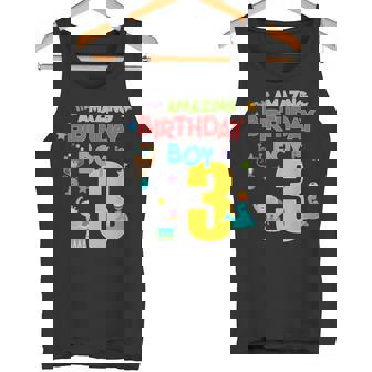 3 Year Old Circus Birthday Shirt Amazing Birthday Boy Three Tank Top - Monsterry
