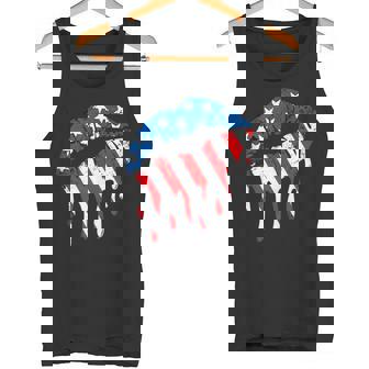 4th Of July Sexy Lips American Flag Vintage Patriotic USA Tank Top Tank Top - Monsterry