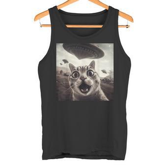 Alien Ufo Lustige Katze Selfie Angst Katze Liebhaber Raumschiff Ufo Tank Top - Geschenkecke