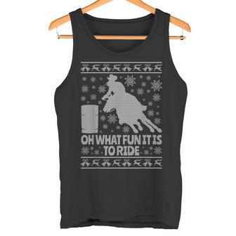 Barrel Racing Ugly Christmas Horse Race Rodeo TShirt Tank Top - Monsterry