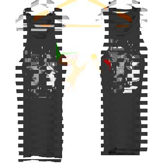 Basketball Playing Snowman Reindeer Game Christmas Holiday Tank Top - Monsterry