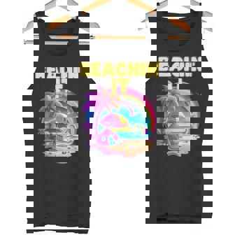 Beachin It Retro 80s Summer Colorful Beach Rainbow Trendy Tank Top - Monsterry