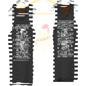 Bird Xmas Santa Hat Whiskered Screech-Owl Ugly Christmas Tank Top - Monsterry