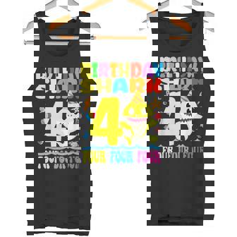 Birthday Kids Shark 4 Year Old 4th Birthday Matching Family Tank Top - Monsterry