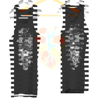 Blue Vintage Anatomy Human Heart Roses Rose Heart Tank Top - Monsterry