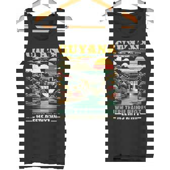 Born In Guyana Flag Travel Country Guyanese Pride Tank Top - Thegiftio UK
