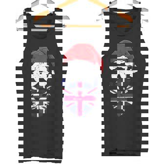 British Flag Santa Claus Sunglasses Hat UK Beard Christmas Tank Top - Monsterry