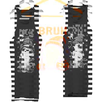 Bruh Ghost Halloween Cute Ghost Candy Kids Tank Top - Monsterry