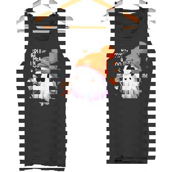 Bruh I Mean Boo Cute Halloween Ghost Drinking Latte Coffee Tank Top - Monsterry