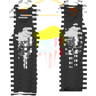 Camisa Trump Hair Skull Para El 4 De Julio Regalo Con La Bandera Estadounidense De Trump Camiseta sin mangas - Regaloses