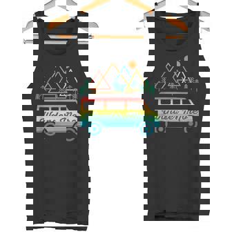 Camping Retro Camper Van Vintage Sunset Mountains RV Tank Top - Monsterry