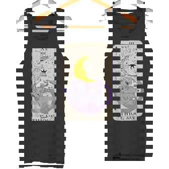 Carte De Tarot La Lune Xviii Kawaii Goth Pastel Cat Mystical Débardeur e - Cadeauxyz