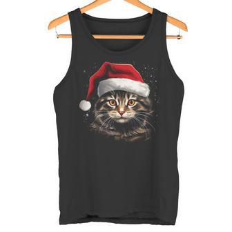 Cat With Christmas Hat Christmas Cat Santa Tank Top - Geschenkecke