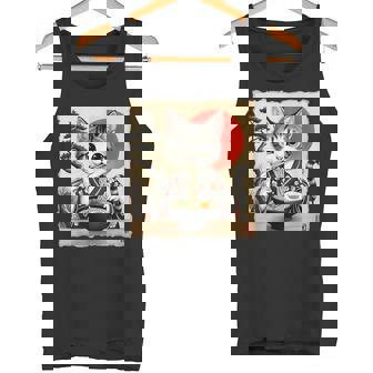 Cat Ramen Japanese Graphic Tees Kawaii Cat Anime Tank Top - Monsterry
