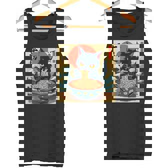 Cat Ramen Graphic Tee Japanese Kawaii Anime Cat Ramen Tank Top - Monsterry