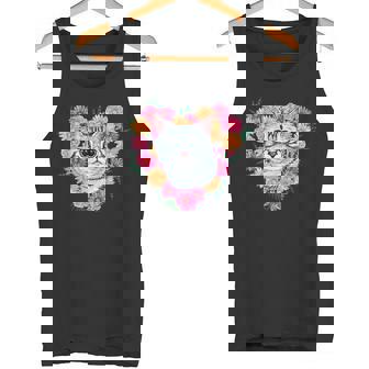 Cats 365 Heart Pink Flower Cute Cat Tank Top - Monsterry