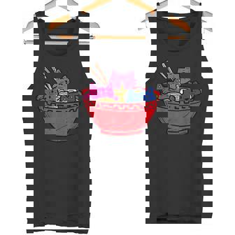 Cats In Ramen Anime Food LGBTQ Bisexual Flag Gay Pride Bi Tank Top - Monsterry