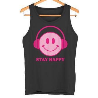 Chillibes 70S Pink Smile Face Music Headphones Happy Face Tank Top - Geschenkecke