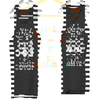 Chillin With My TK Snowmies Snowman Teacher Christmas Pajama Tank Top - Monsterry