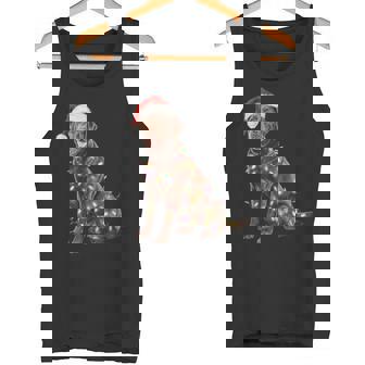 Chocolate Lab Christmas Joy Christmas Lights Festive Holiday Tank Top - Monsterry