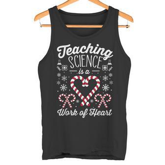 Christmas Candy Cane Work Of Heart Science Teacher Tank Top - Monsterry
