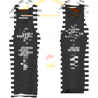 My Christmas Spirit Is Bourbon Drinking Santa Hat Tank Top - Monsterry