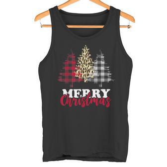 Christmas Tree Buffalo Check Leopard Xmas Merry Christmas Tank Top - Geschenkecke