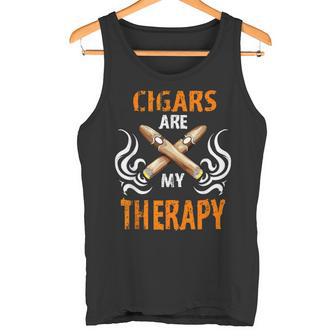 Cigars Are My Therapy Smoker Saying Cigar Smoke Tobacco Tank Top - Geschenkecke