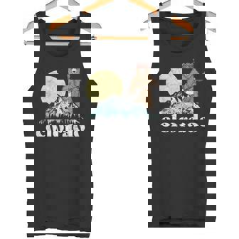 Colorado Banjo Bear Retro Style Mountains Sketch Tank Top - Monsterry