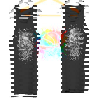 Colorful Basketball Tie Dye Color Splash Hoop Net Slam Dunk Tank Top - Monsterry