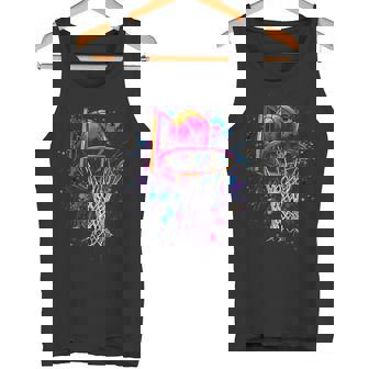 Colorful Basketball Tie Dye ColorSplash Basketball Hoop Net Tank Top - Monsterry