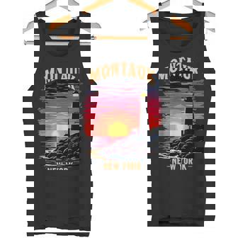 Colorful Montauk New York Sunset And Lighthouse Tank Top - Monsterry