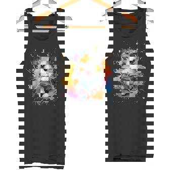 Colorful Splash Art Cute Syrian Hamster Lover Tank Top - Monsterry