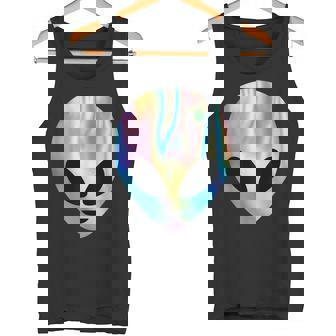 Colourful Alien Head UFO Flying Saucer Believe Rainbow Rave Tank Top - Monsterry