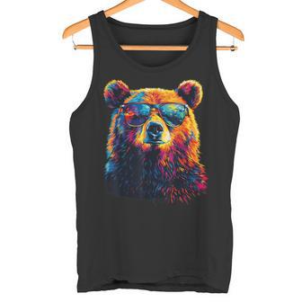 Cool Bear Portrait With Sunglasses Watercolour Bear Tank Top - Geschenkecke