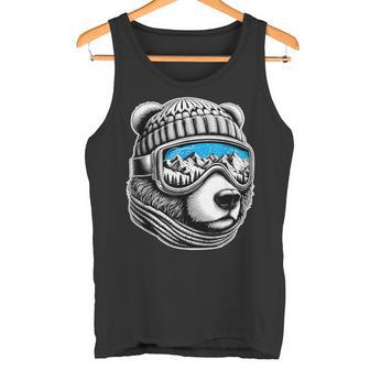 Cooler Bär Mit Skibrille Berge Schnee Skifahrer Lustig Tank Top - Geschenkecke